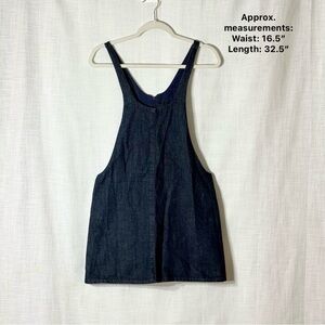 Zara TRF Denim Pinafore Overall Jumper Dress Dark Wash Zip Back A-Line Mini S‎